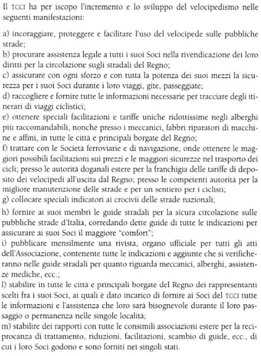 https://www.bikeitalia.it/2013/11/08/8-novembre-quando-nasceva-il-touring-club/ Articolo 2 dello Statuto