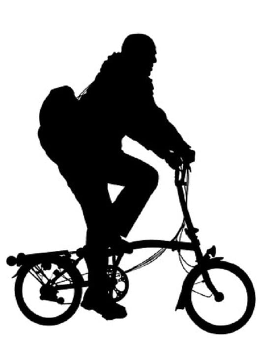 2894563 - man riding modern foldable bicycle silhouette
