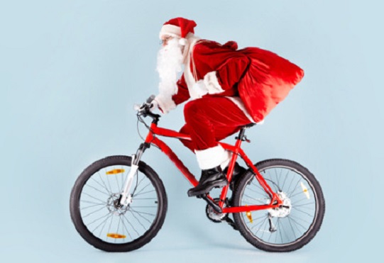 BIC Natale Grembiule Raffreddare Santa sulla bici 