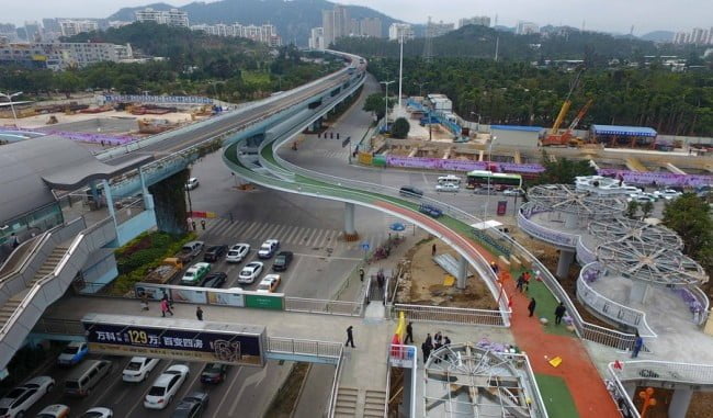 pista ciclabile sopraelevata cina