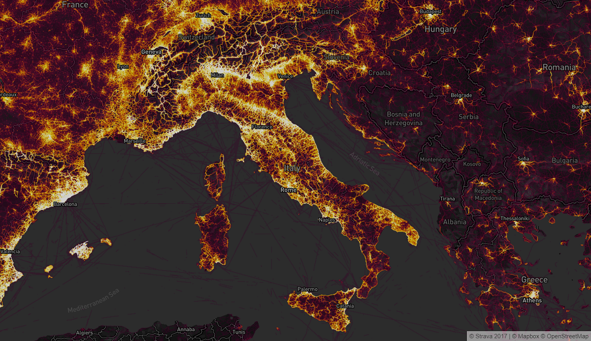 Dove si pedala di più in Italia? Ce lo dice la heatmap di Strava