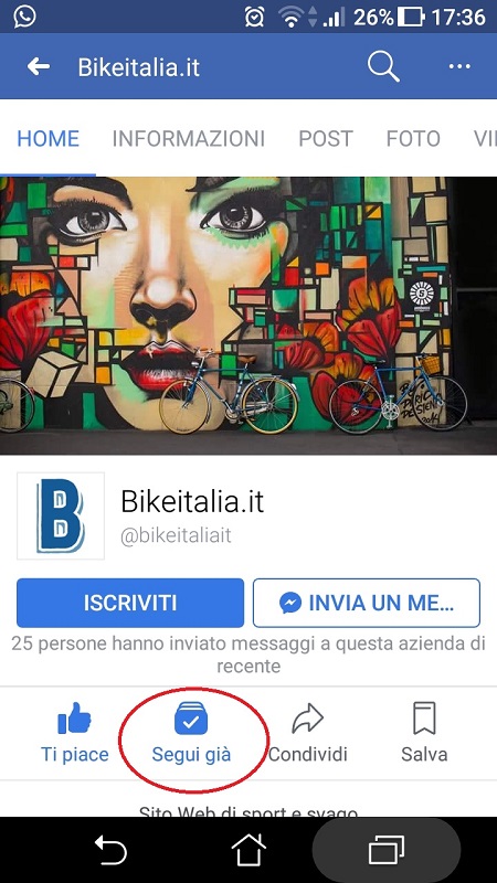 come seguire bikeitalia su facebook