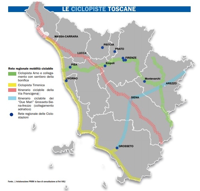 Toscana: nuovi investimenti nelle ciclovie regionali