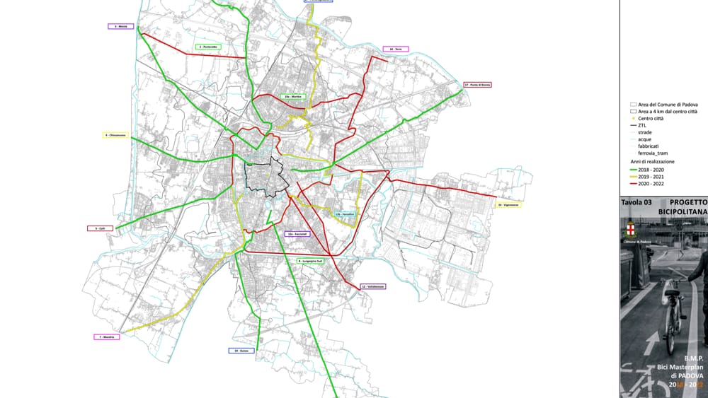 Il Biciplan di Padova avrà 300 chilometri di rete Bicipolitana