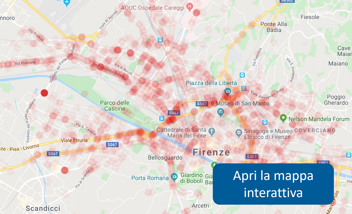 La mappa degli incidenti stradali di Firenze