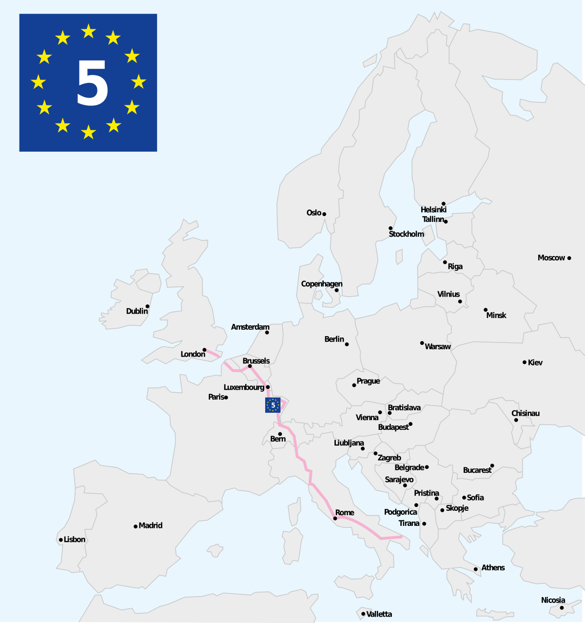 eurovelo 5 mappa