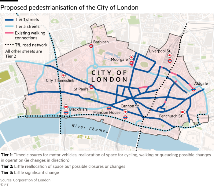 Fase 2, la City di Londra vieta le auto e pedonalizza le strade