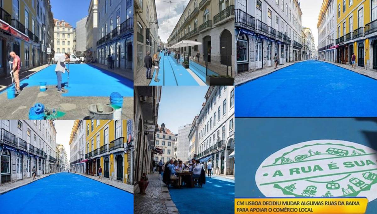 Lisbona, le nuove strade pedonali si tingono di blu