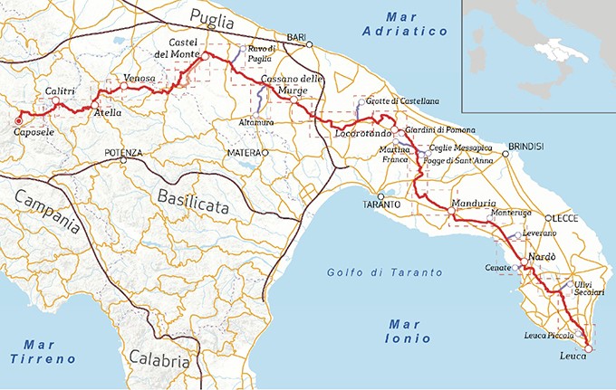 Ciclovia Acquedotto Pugliese mappa