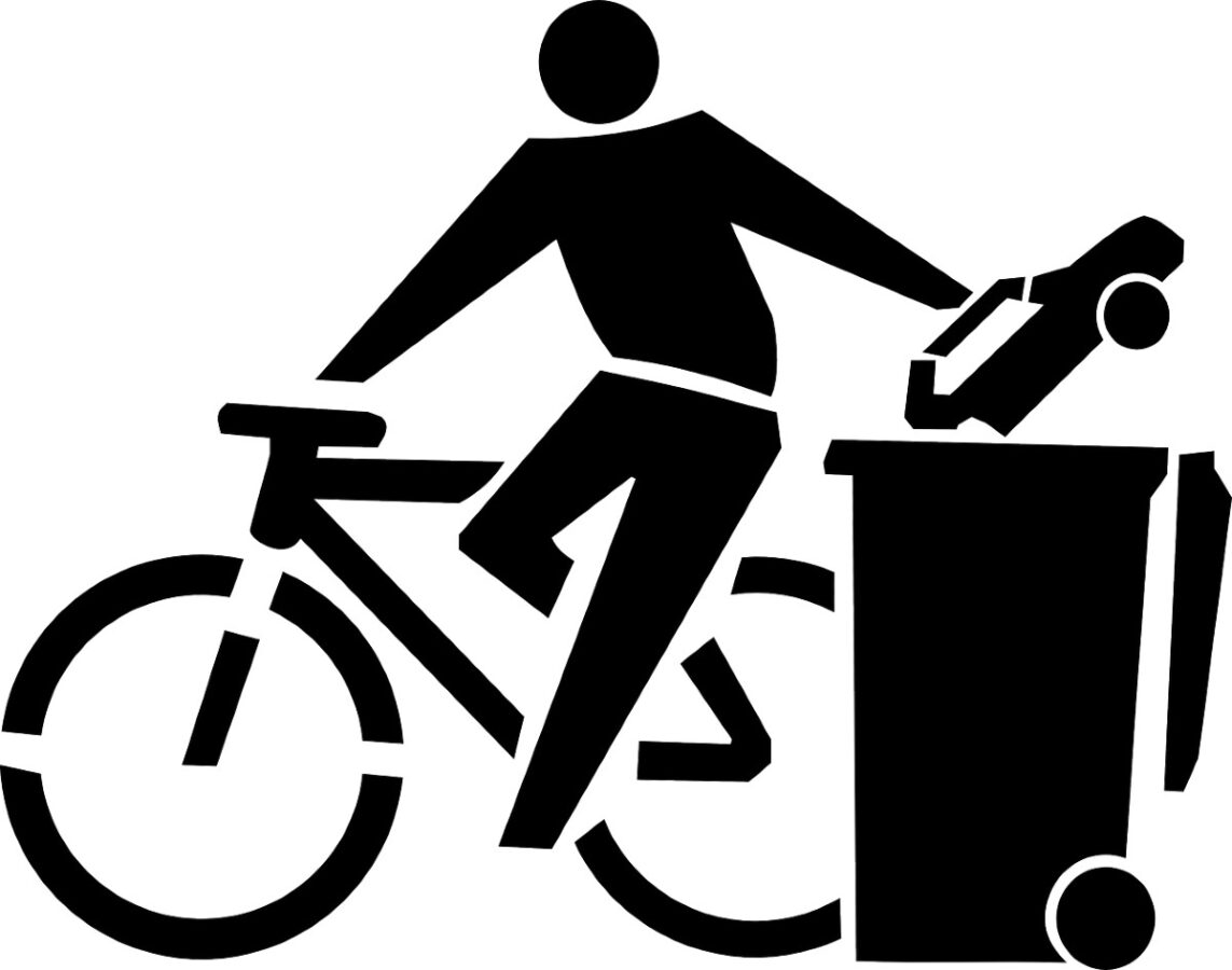 Usa la bici butta la macchina - illustrazione per il tema senz'auto car free