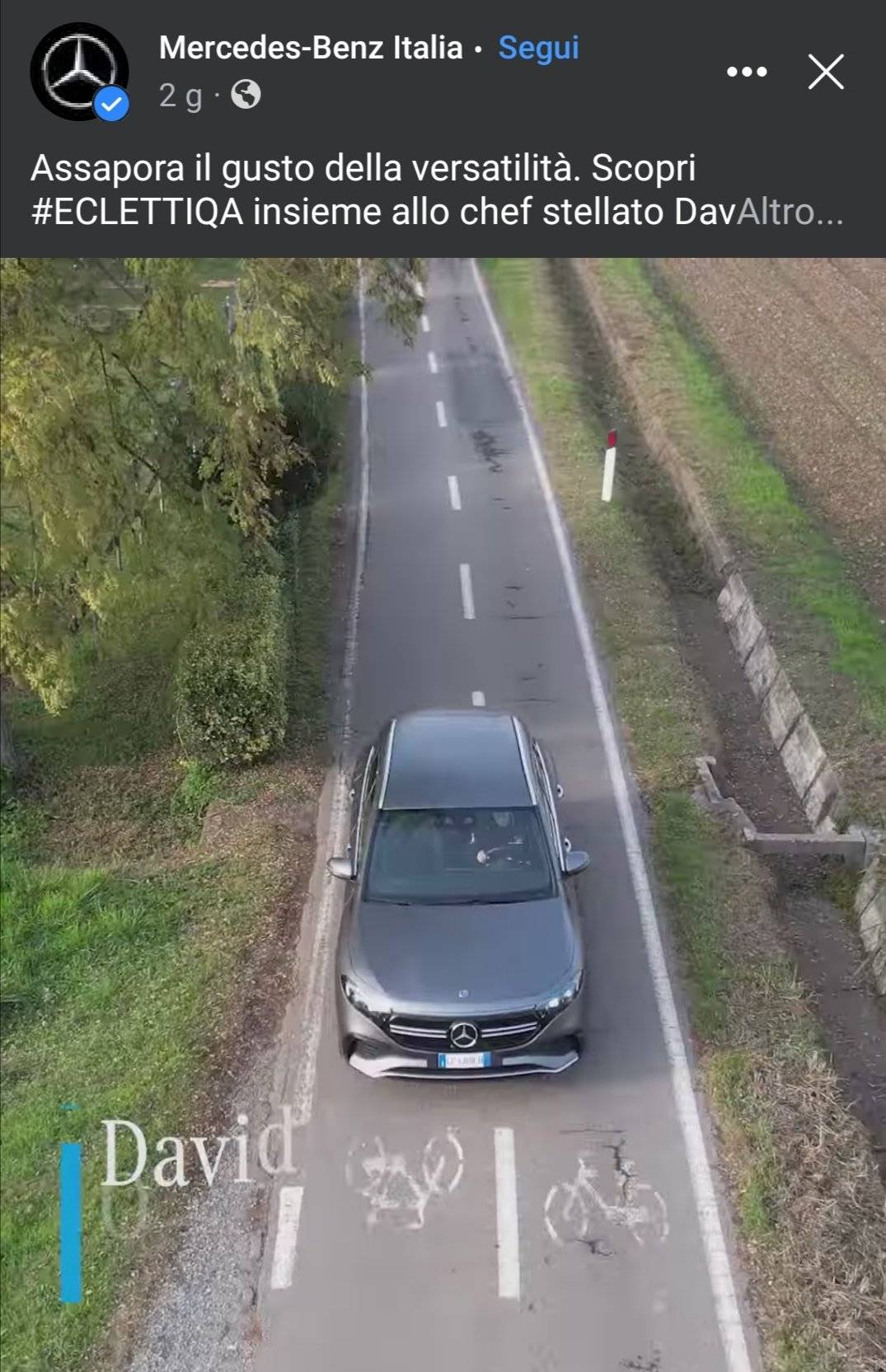 Mercedes Benz Italia lo spot del SUV elettrico girato sulla pista ciclabile