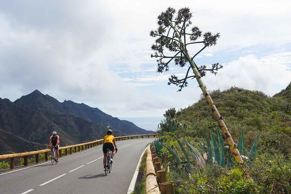 Ciclisti percorrono la strada di Anaga