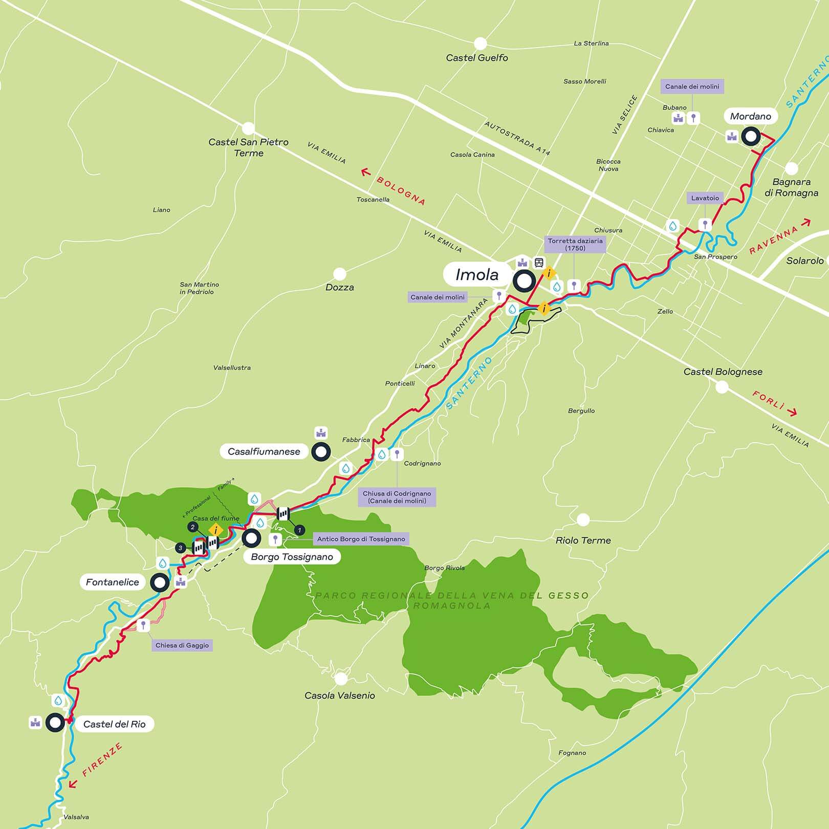Mappa ciclovia del Santerno