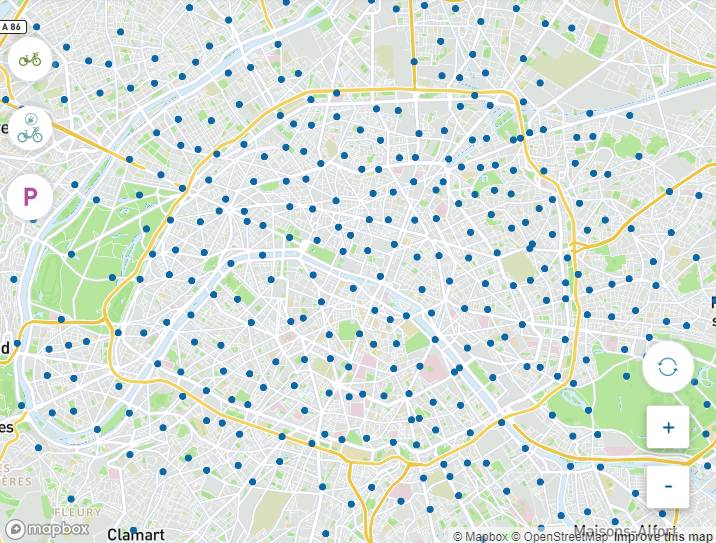 Parigi: la mappa delle stazioni del servizio metropolitano di bike sharing Vélib