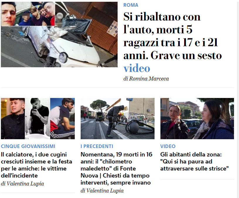 Incidente stradale oggi Roma Via Nomentana articolo Repubblica