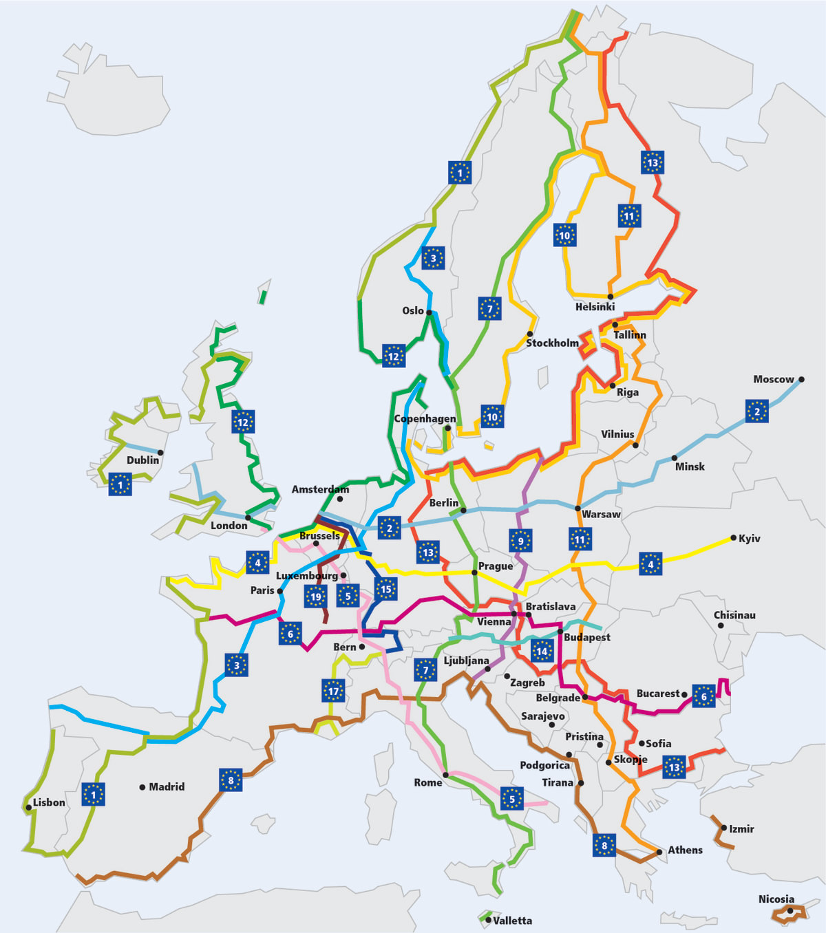 EuroVelo mappa aggiornata 2023