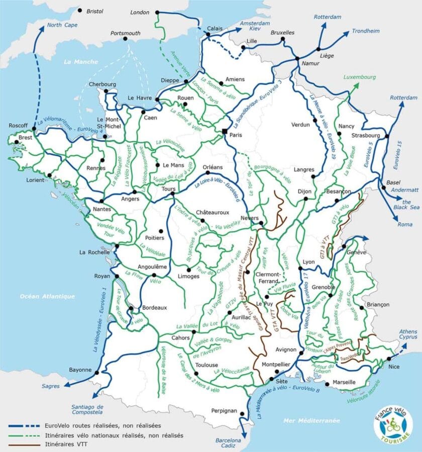 mappa rete ciclovie in francia