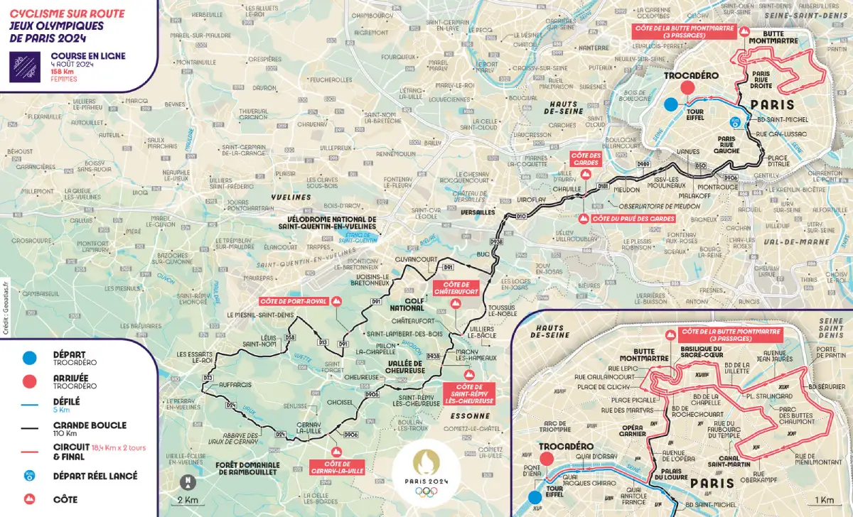 Percorso Olimpiadi 2024 Prova in linea Donne