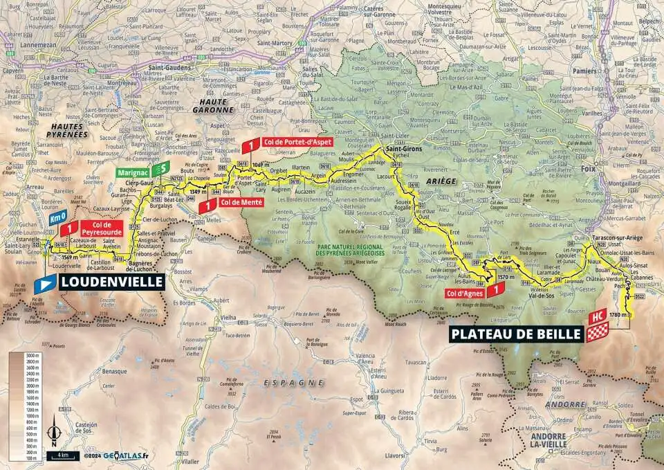 Tour de France 2024 tappa con arrivo a Plateau de Beille
