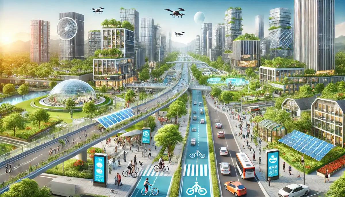 Immagine di Smart City futuristica, creata con AI