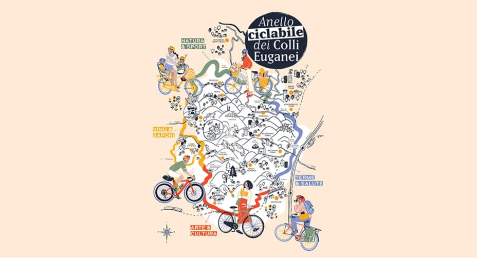 mappa emozionale dell'Anello Ciclabile dei colli euganei, disegnata da Maria Marega
