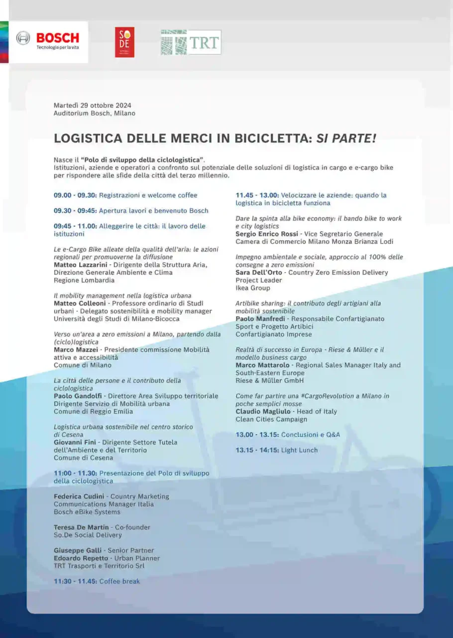 Milano evento ciclologistica 29 ottobre 2024 programma