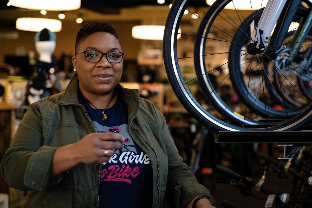 Monica Garrison at Thick Bikes in Pittsburgh Photographer Diana Hildebrand
