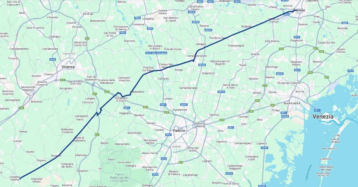 mappa della Treviso Ostiglia