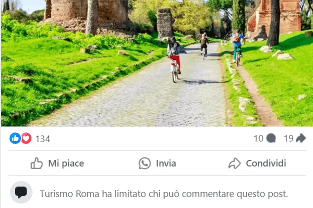 Turismo Roma: account istituzionale limita i commenti a chi critica sui social