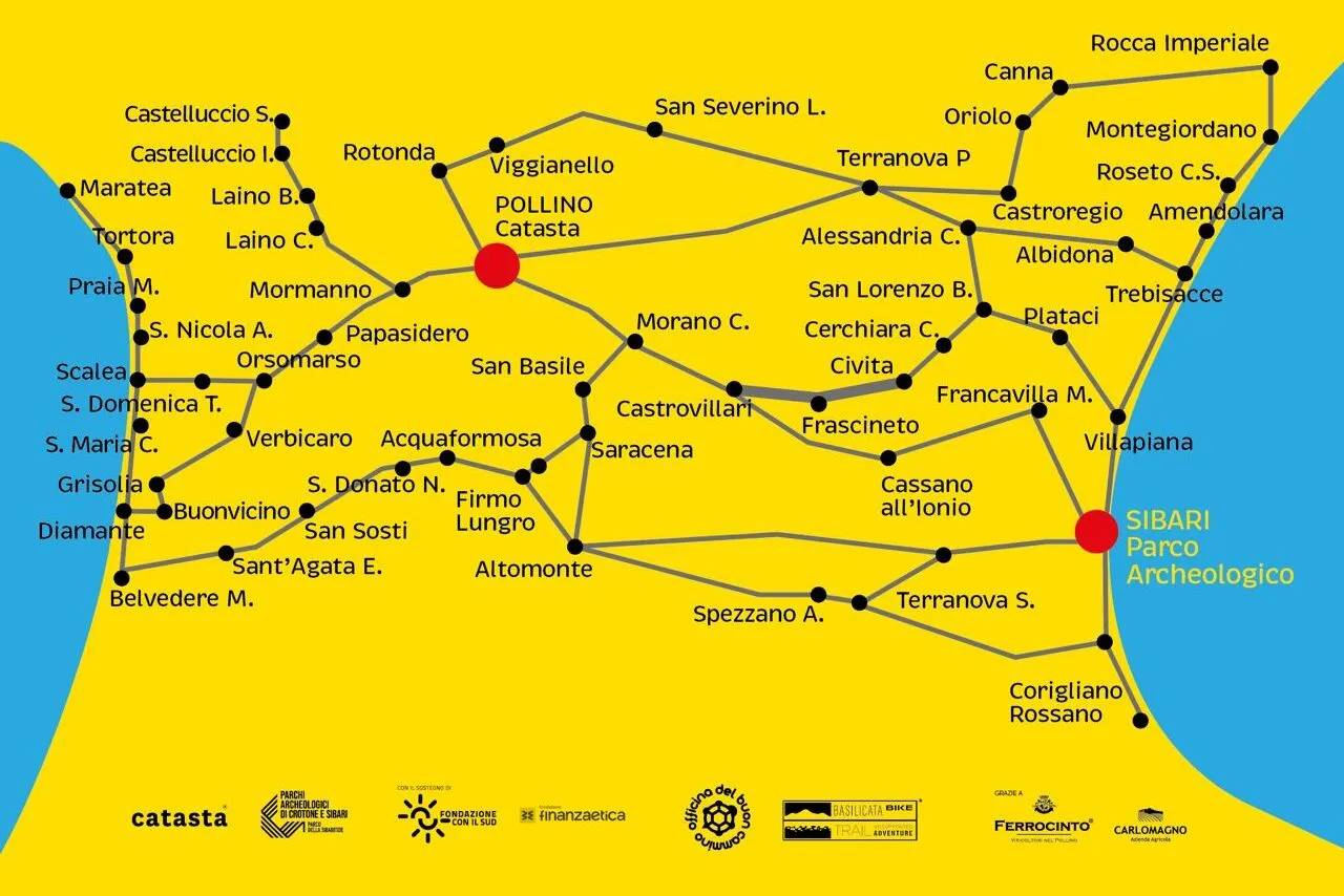 Ciclovia Pollino Sybaris Calabria Basilicata mappa