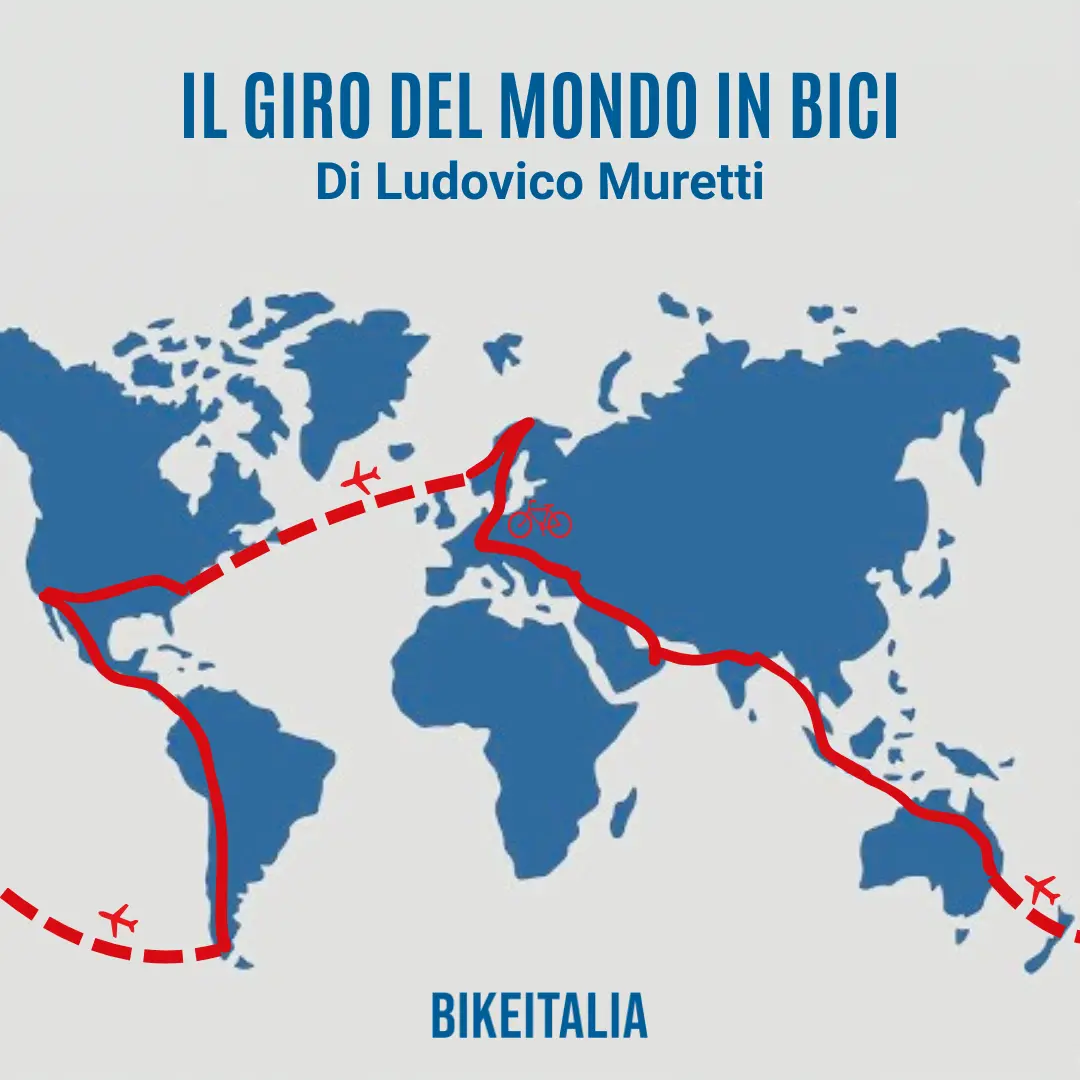 Giro del mondo in bicicletta Ludovico Muretti mappa percorso